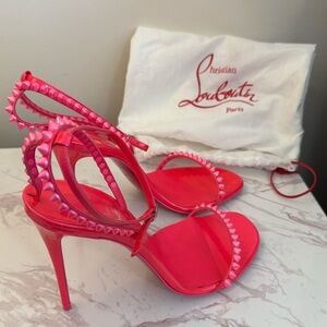 Christian Louboutin Vibrant Pink Studded Heels (Rare bright pink!)